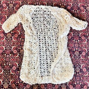 Anthropologie Ivory Textured Knit Cardigan